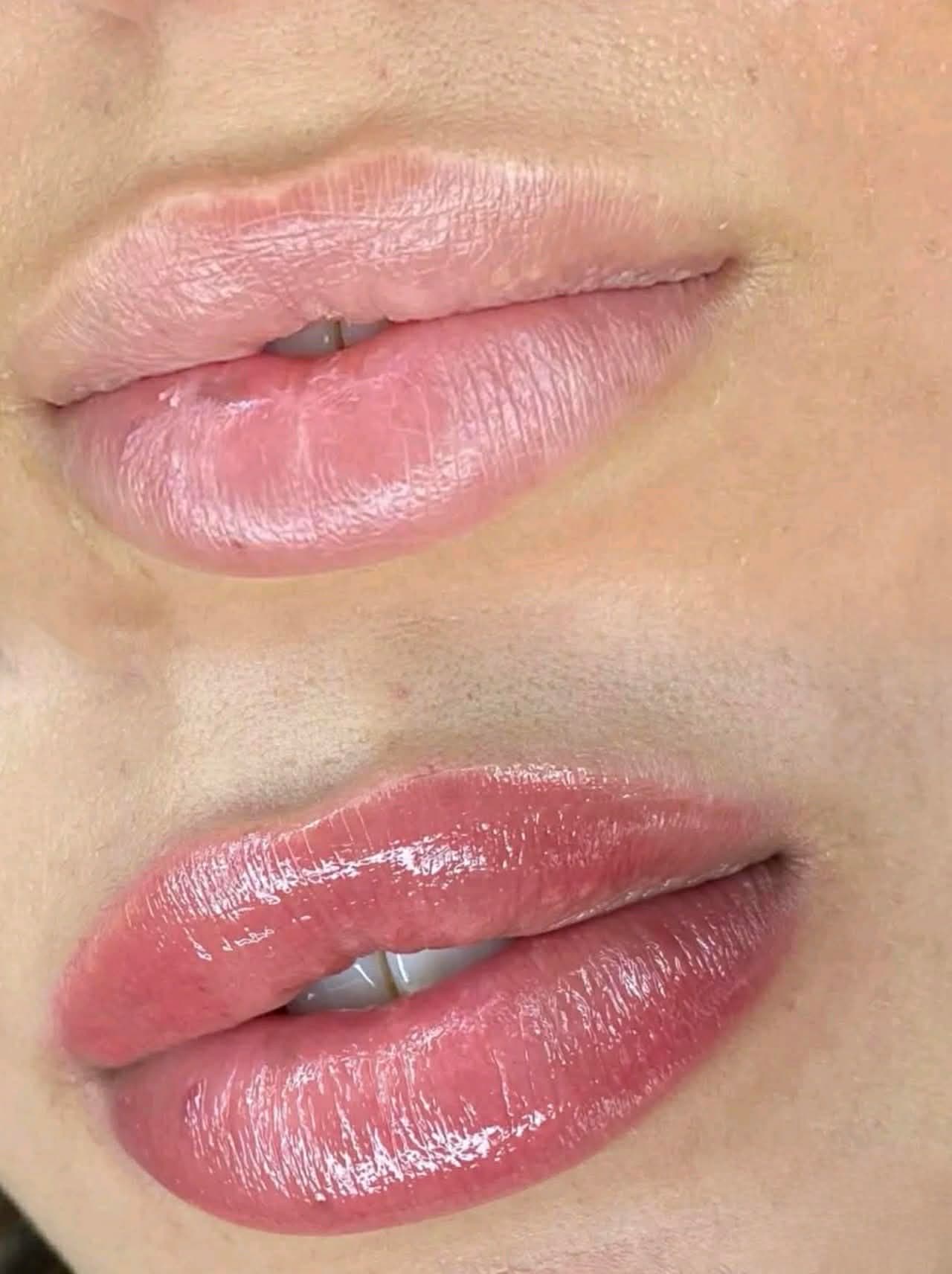 Lip blush color enhancement before after