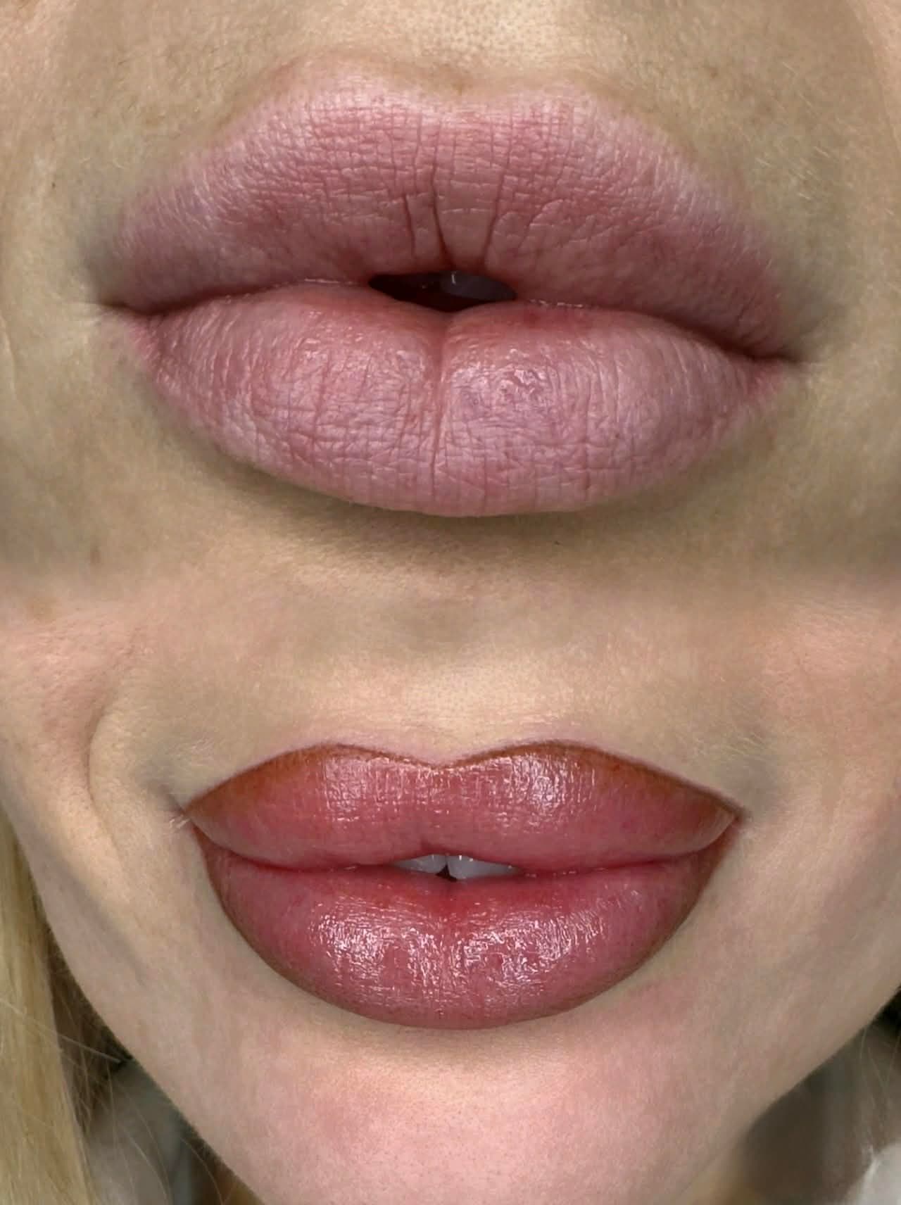 Semi-permanent lip tint results