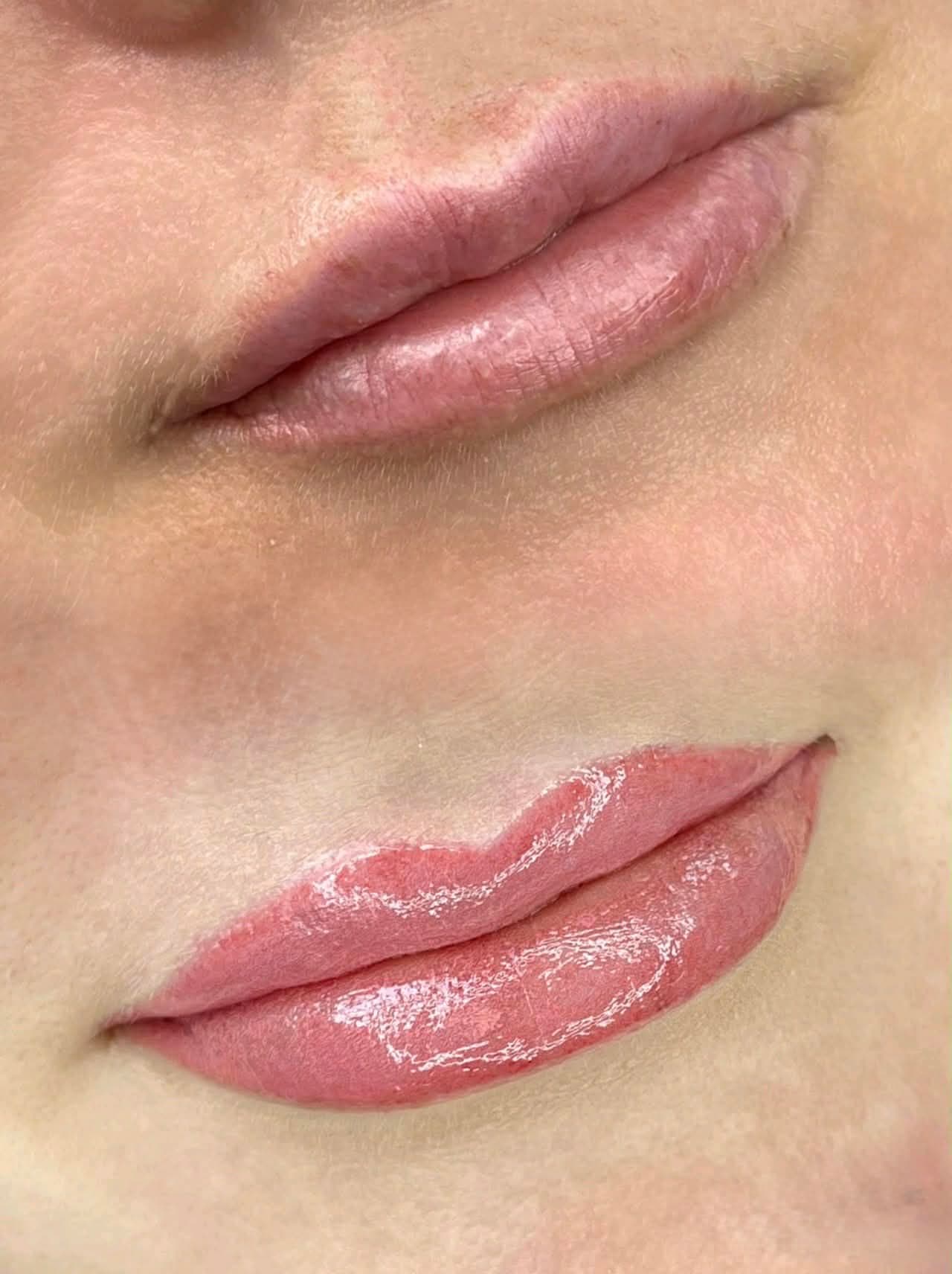 Beautiful lip blush transformation